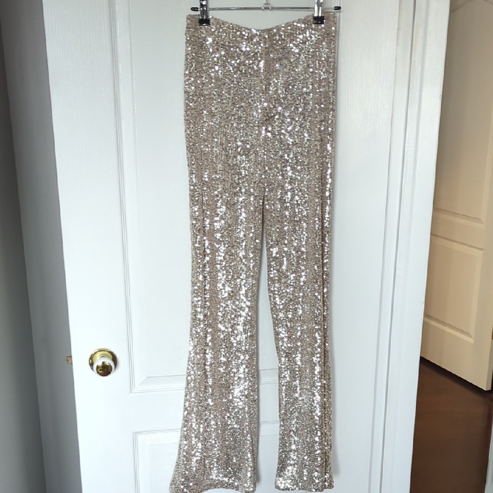 House of Harlow 1960 Silver Sequin Flare Pants